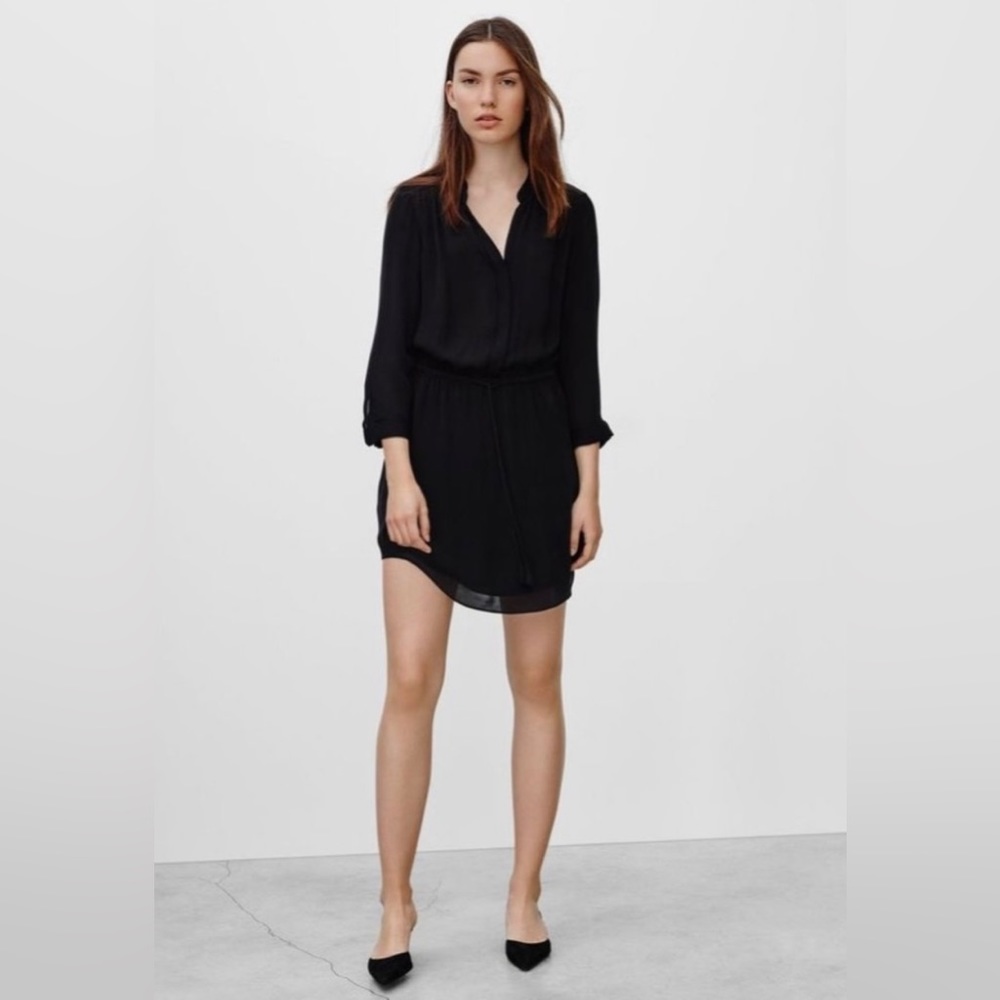 Babaton Bennet Silk Shirt Dress - Black